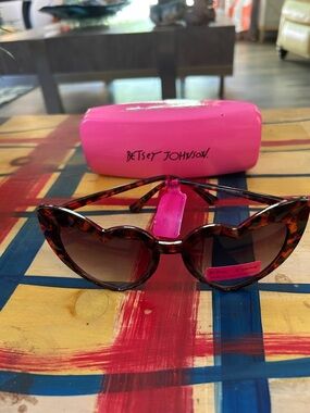 Betsey Johnson Tortoiseshell Heart Frame Sunglasses